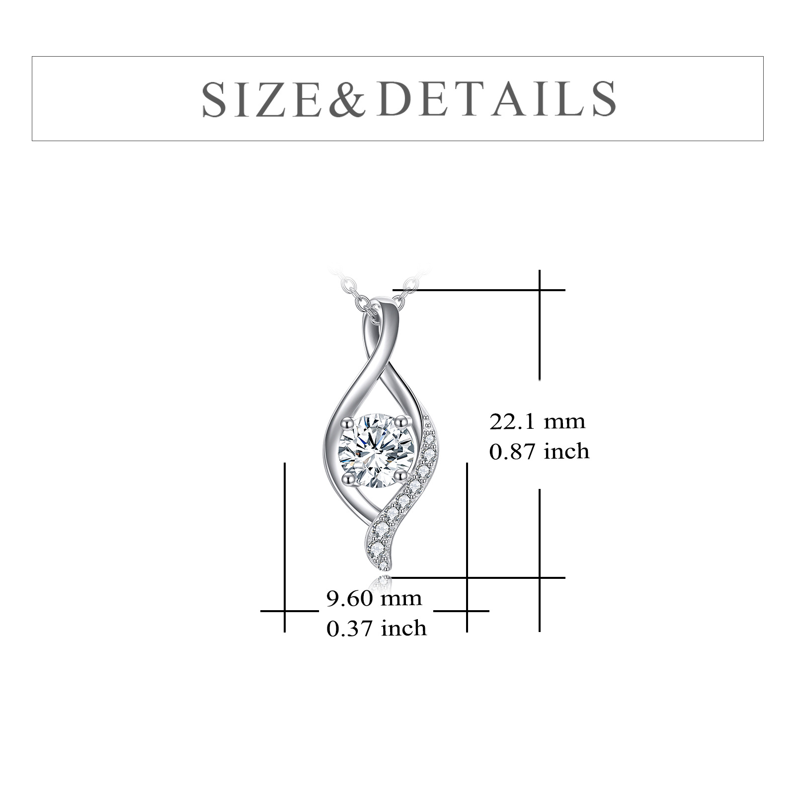 Ladies' Morganite Pendant in 925 Sterling Silver, Infinity Design